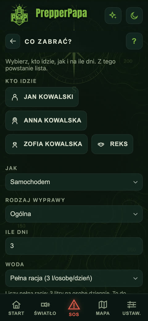 Co zabrać? (lista pakowania)